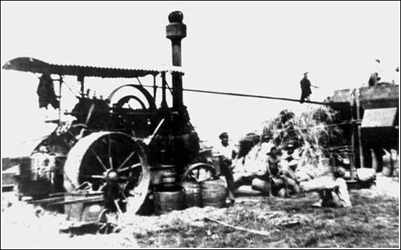 Cséplés tüzes géppel 1930-as évek